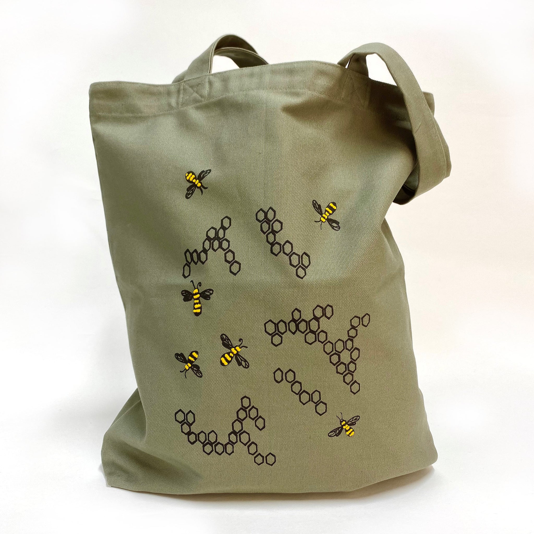 Totebag, bie grønn