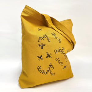 Totebag, bie gul