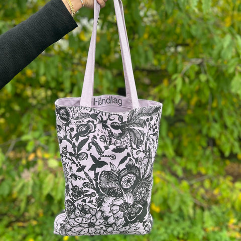 Totebag, lilla blomster