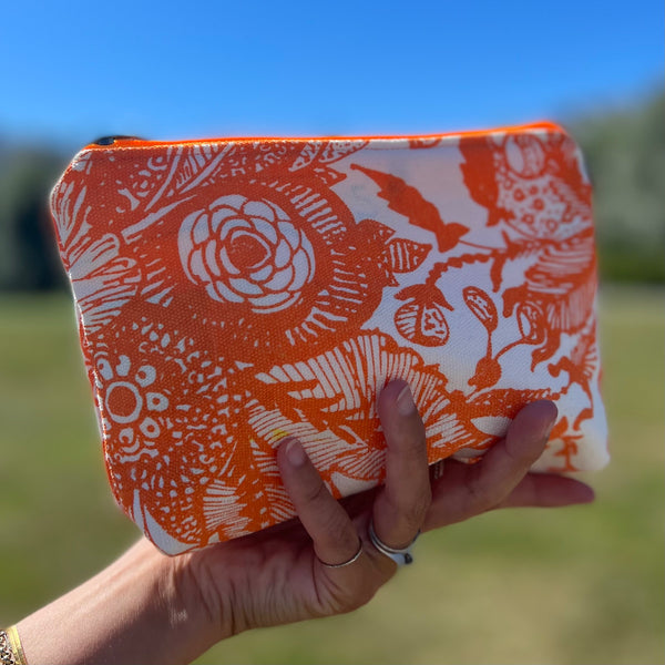 Håndveske, oransje trykk