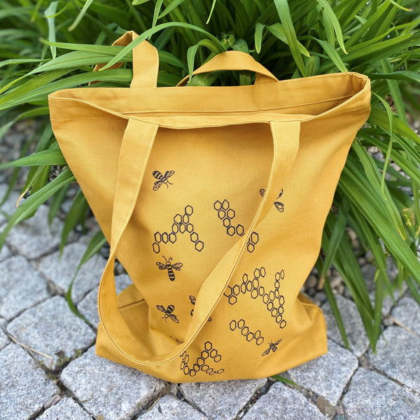 Totebag, bie gul